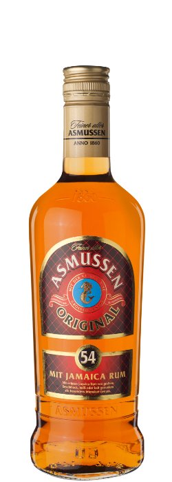 Das Foto zeigt die Asmussen 54 Rum Flasche