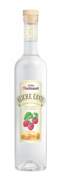 Das Foto zeigt die Reiche Ernte Himbeere Flasche