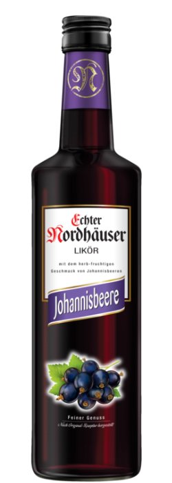 Das Foto zeigt die Echter Nordhäuser Johannisbeere Flasche