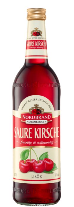 Das Foto zeigt die NN Saure Kirsche Flasche