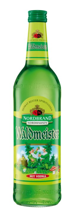 Das Foto zeigt die NN Waldmeister Flasche