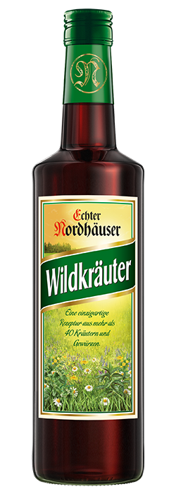 Das Foto zeigt die Echter Nordhäuser Wildkräuter Flasche